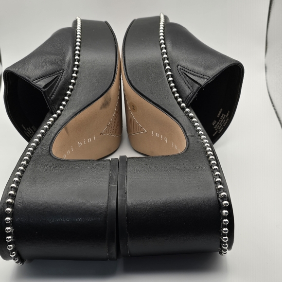 Gianni Bini Roemer Black Leather Ball Chain Platform Mule Sandal Size 8 - Picture 5 of 12